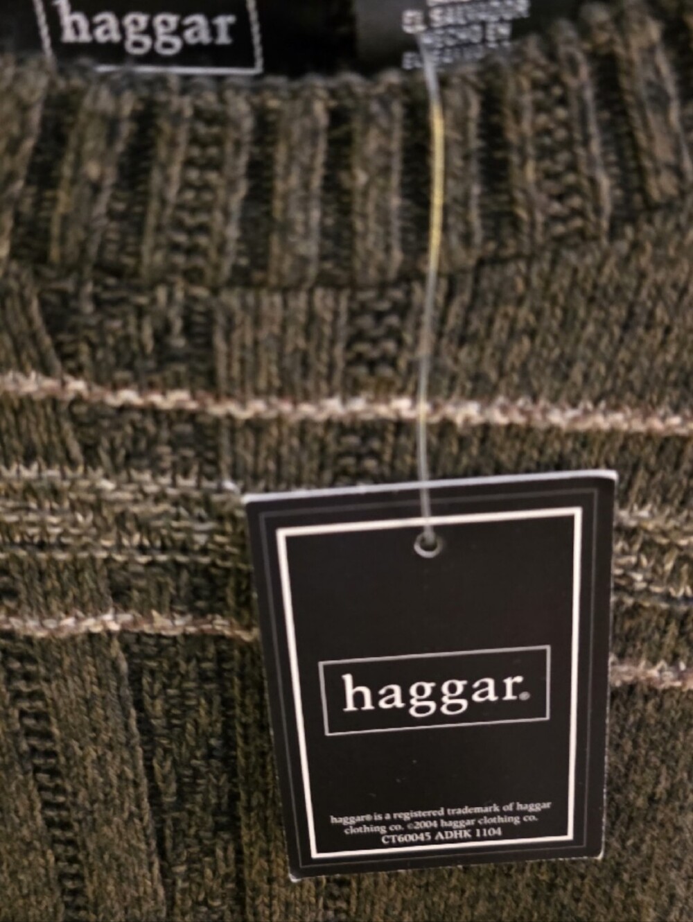 Haggar Olive Ribbed Crewneck Sweater